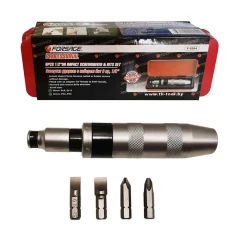 Отвертка ударная с набором бит и адаптером, 6пр (PH2,3х36мм, SL9,11х36мм) в метал. кейсе