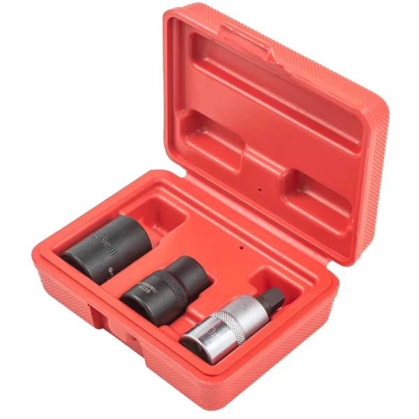 Набор головок для обслуживания тормозной системы автомобиля 1/2''3пр.(14мм, 19мм - 5гр., М10 - 5гр.), в кейсе