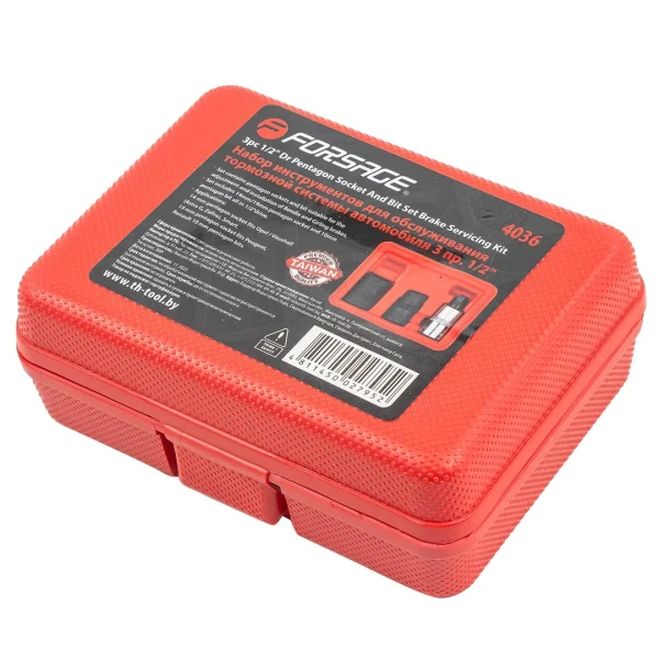 Набор головок для обслуживания тормозной системы автомобиля 1/2''3пр.(14мм, 19мм - 5гр., М10 - 5гр.), в кейсе