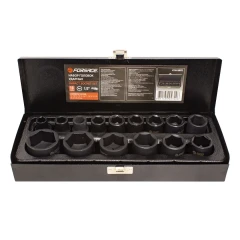 Набор головок ударных, 15пр. 1/2''6гр.(10,12,13,14,15,16,17,18,19,21,22,24,27,30,32мм),в метал. кейсе