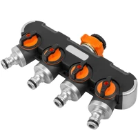 Разветвитель для шланга пластиковый 4-канальный с регуляторами