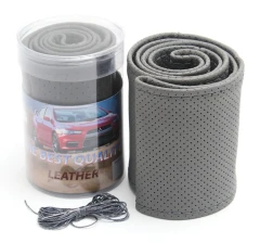 Чехол руля кожа leather grey-M