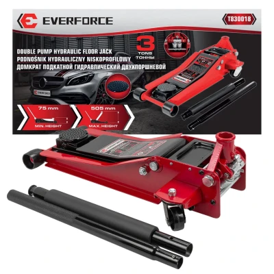 Домкрат подкатной гидравлический двухпоршневой, 3т