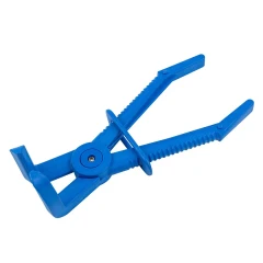 Зажим пластиковый для шлангов с фиксатором изогнутый 90°(L-220мм), на пластиковом держателе