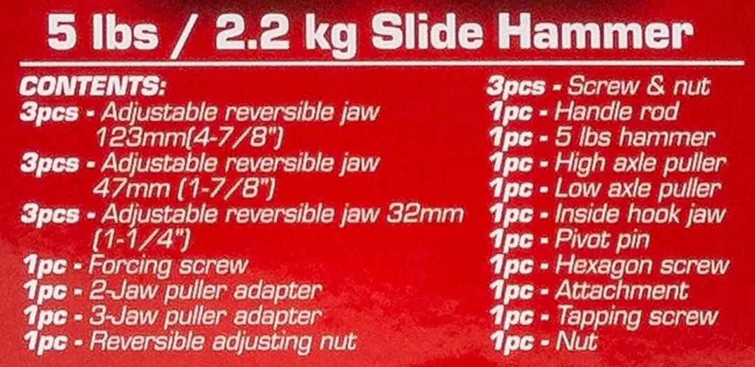 Молоток обратный для снятия подшипников в комплекте со сменными лапами, 26пр.