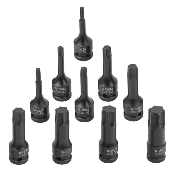Набор головок-бит TORX ударных 10пр.,1/2''(T30, T40, T45, T50, T55, T60, T70, T80, T90, T100), в кейсе