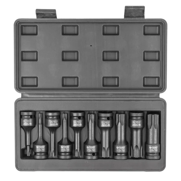 Набор головок-бит TORX ударных 10пр.,1/2''(T30, T40, T45, T50, T55, T60, T70, T80, T90, T100), в кейсе