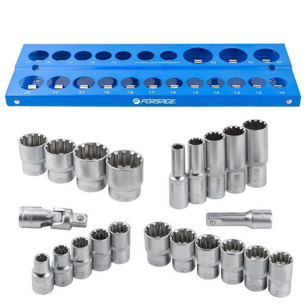 Набор головок 1/2'', 22пр. (универс.профиль) (10,12,13,14,15,16,17,18,19,21,22,24,27,30,32мм/глубокие 10,13,17,19,21 мм.)