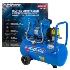 Компрессор поршневой с прямым приводом,2 цилиндра,безмасляный (ресивер 24л, 1.1 кВт, 8 бар, 210л/м, 230В)