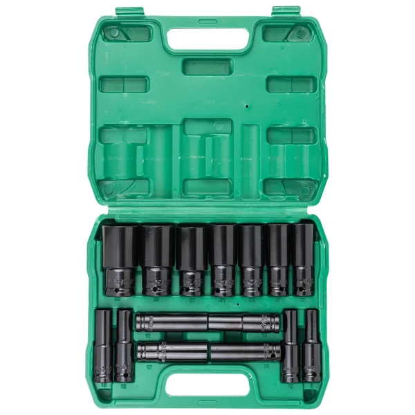 Набор головок глубоких 15пр.1/2'' (6-гр.)(8, 10,12-17,19,21,22,24,27,30,32мм), в пласт.кейсе