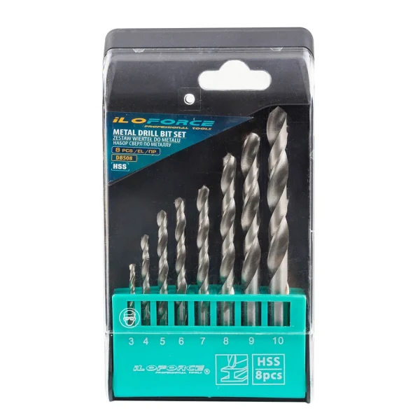 Набор сверл по металлу HSS 8пр.(3,4,5,6,7,8,9,10мм), в пластиковом футляре