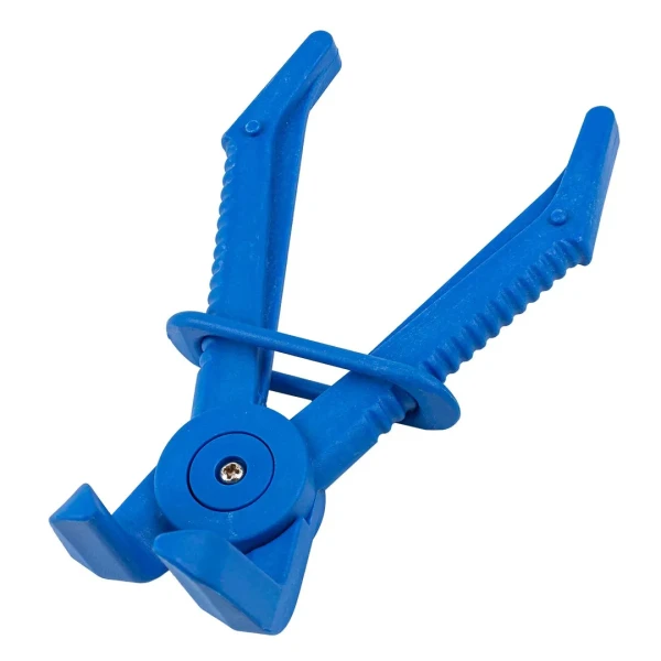 Зажим пластиковый для шлангов с фиксатором изогнутый 90°(L-165мм), на пластиковом держателе