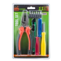 Набор инструментов 11пр.(биты:PH1,2,3,SL4,5,6мм,отвертка-битодержатель 120мм,отвертки:PH0х65мм,SL3х65мм,нож канцелярский,плоскогубцы 165мм),в блистере