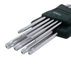 Набор ключей Г-образных TORX длинных 9пр.(Т10Н, Т15Н, Т20Н, Т25Н,Т27Н, Т30Н, Т40Т, Т45Н,Т50Н с отверстием)в пластиковом держателе