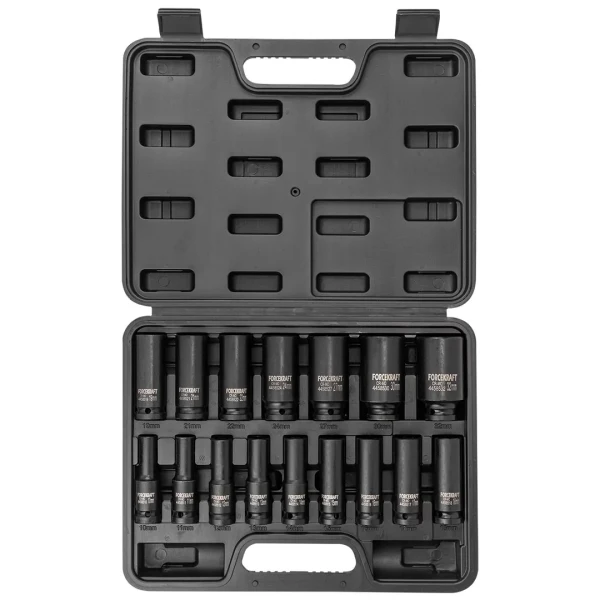 Набор головок ударных глубоких, 16пр.,1/2''(10-19, 21, 22, 24, 27, 30, 32мм),в кейсе