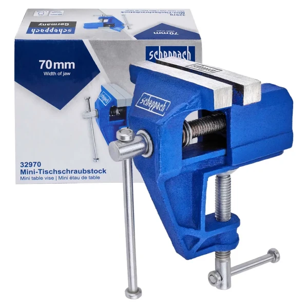 Тиски настольные мини (ширина губ - 70мм, захват-35мм, крепление ''струбцина'')