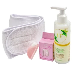 Набор для очищения кожи лица (щетка для лица электромеханическая, гель-пилинг для умывания, повязка белая на липучке, пакет 20*25)