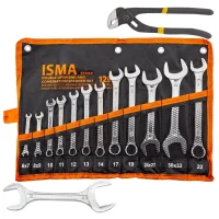 Набор ключей комбинированных и рожковых 12+2пр.