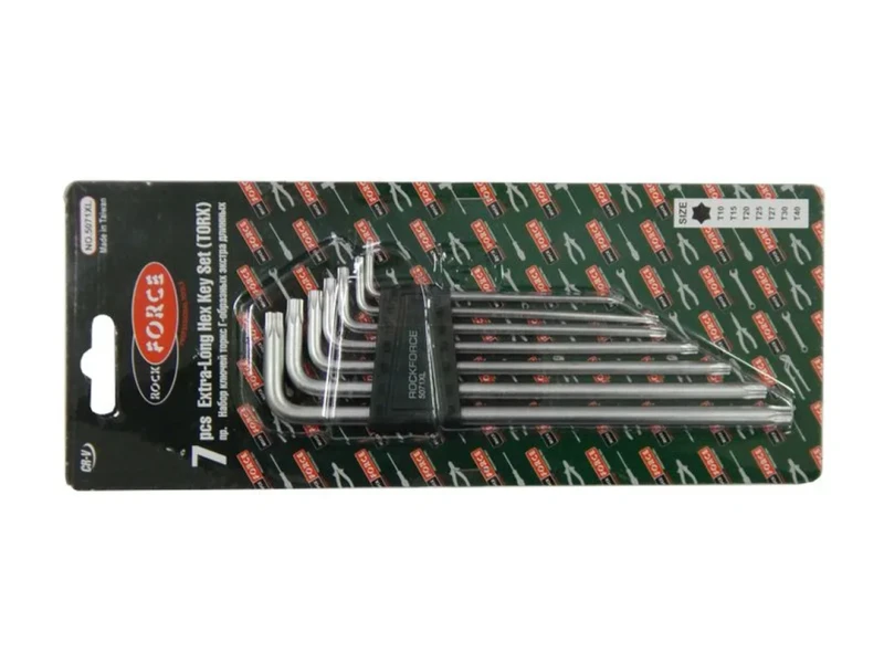 Набор ключей TORX Г-образных экстра длинных 7пр.(Т10,Т15,Т20,Т25,Т27,Т30,Т40) в пластиковом держателе