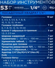 Набор инструментов 53пр. 1/4''6гр