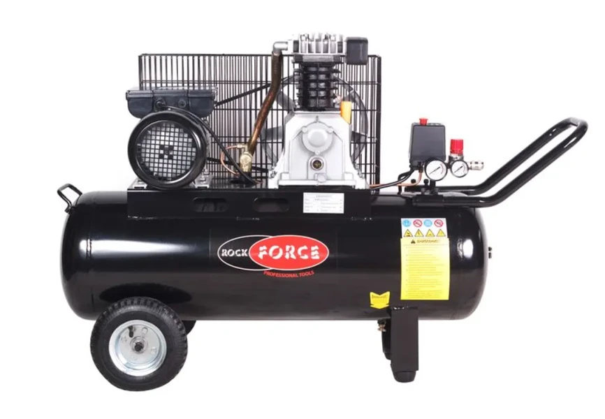 Компрессор 2-х поршневой с ременным приводом (2,2кВт, 8 бар, ресивер 70л, 250л/м, 950 об/мин, 220В, медная обмотка электродвигателя)