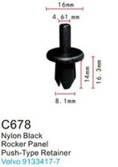 Клипса для крепления внутренней обшивки а/м БМВ/ Вольво пластиковая (100шт/уп.)