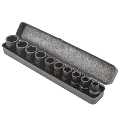 Набор головок ударных 10пр.1/2''(6-гран)(10,12,13,14,16,17,19,21,22,24,мм), в металл. кейсе