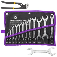Набор ключей комбинированных и рожковых 12+2пр.