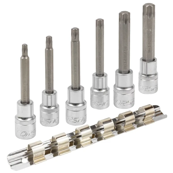 Набор головок-бит Torx 6-лучевых, 6 пр.(Т30,Т40,Т45,Т50,Т55,Т60, L-100мм) 1/2'', на планке