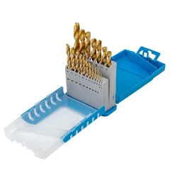Набор сверл по металлу HSS TIN 19пр.(1-10мм, шаг 0.5мм), в пластиковом футляре
