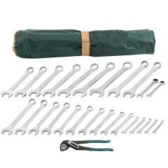 Набор ключей комбинированных 27пр.(6-28,30,32мм+ключи трещоточные:10,13мм), на полотне