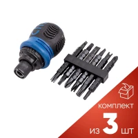 (к-т 3шт.)Отвертка реверсивная с набором бит