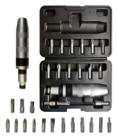 Отвертка ударная с набором бит и адаптерами,17пр.1/2''(F)х5/16''(F) 5/16''(М)x1/2''(М)(PH2,3,PZ2,3,SL9,11мм,Torx 25,30,40,45,50,Hex 6,8,10ммх36мм)в кейсе