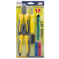 Набор инстр. 12пр.(биты:PH1,2,3,SL4,5,6мм,отвертка-битодержатель 120мм,отвертки:PH0х65мм,SL3х65мм,нож,плоскогубцы 165мм,бокорезы 150мм),в блистере