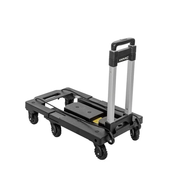 Тележка платформенная складная с телескопической ручкой+2крюка на эластичных ремнях L-1.6м(330х500/590мм,ручка 430-870мм,max нагр.170кг,7 колес)