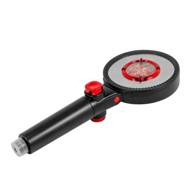 Лейка душевая двухсторонняя шарнирная с кнопкой подачи воды (АБС-пластик/нерж.сталь,L-28.5см,ø-11.5см,0-80°С,3 режима,очистка от хлора)