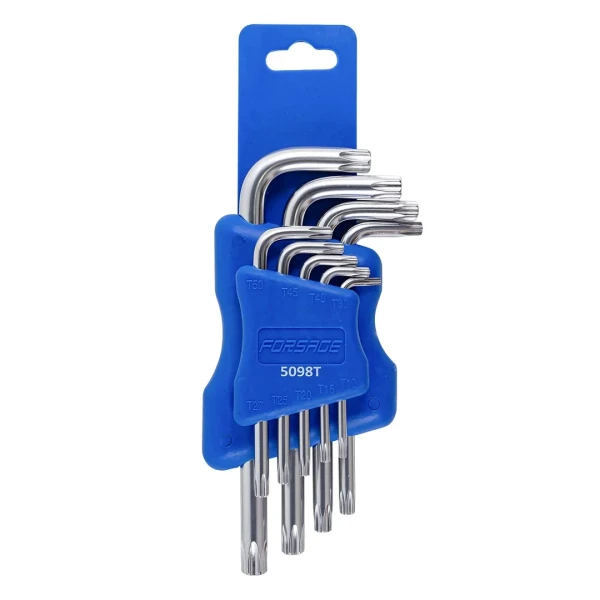 Набор ключей Г-образных TORX 9пр.(Т10Н, Т15Н, Т20Н, Т25Н,Т27Н, Т30Н, Т40Т, Т45Н,Т50Н с отверстием)в пластиковом держателе