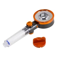 Лейка душевая двухсторонняя шарнирная с кнопкой подачи воды (АБС-пластик/нерж.сталь,L-26см,ø-9см,0-80°С,3 режима,очистка от хлора)