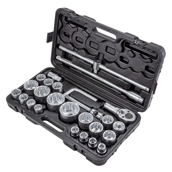 Набор инструментов ударных 26пр, 3/4''1''(12гр.)(17,19,21,22,24,27,30,32,33,34,35,36,36-6гр,38,41,46,50мм,1'':55,60,65мм),в кейсе