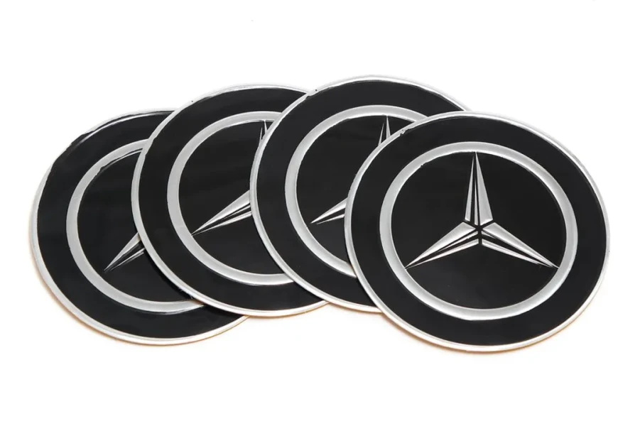 Наклейки на колпак 90мм Mercedes 4пр (металл)