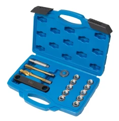Набор приспособлений и футорок для восстановления резьбы тормозного суппорта 15пр., (М12х1.5), в кейсе
