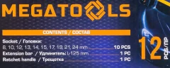 Набор головок с трещоткой и удлинителем 12пр.1/2''(6гр)(8,10,12-15,17,19,21,24мм),в пласт. Держателе