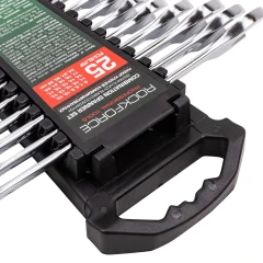 Набор ключей комбинированных 25пр.(6,7,8,9,10-2шт,11,12-2шт,13-2шт,14-2шт,15,16,17-2шт,18,19,21,22,24,27,30,32мм),в пластиковом держателе