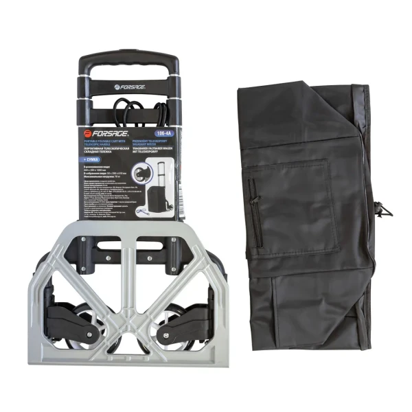 Тележка складная с сумкой и телескопической ручкой+2крюка на эластичных ремнях(400х390мм,г/п70кг)