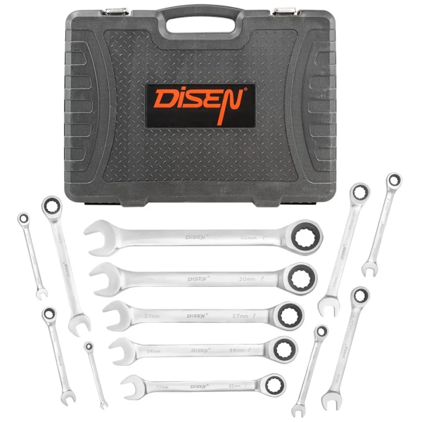 Набор ключей комбинированных трещоточных 13пр.(8,10,12,13,14,17,19,21,22,24,27,30,32мм),в кейсе