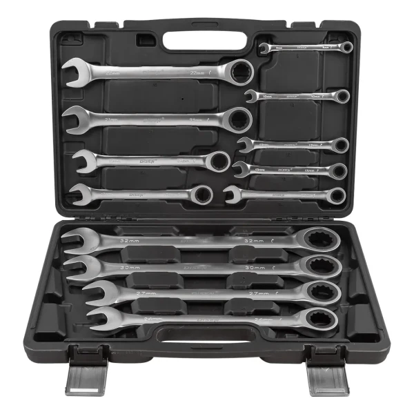 Набор ключей комбинированных трещоточных 13пр.(8,10,12,13,14,17,19,21,22,24,27,30,32мм),в кейсе