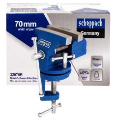 Тиски настольные поворотные мини (ширина губ - 70мм, захват-35мм, крепление ''струбцина'')