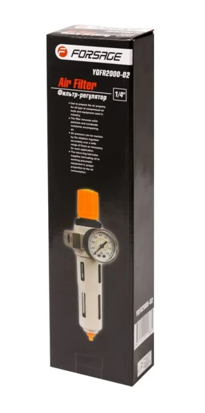 Фильтр-регулятор с индикатором давления для пневмосистемы 1/4''(пропускная способность:1300 л/мин, давление max: 16 bar, температура воздуха: 0° до 60)