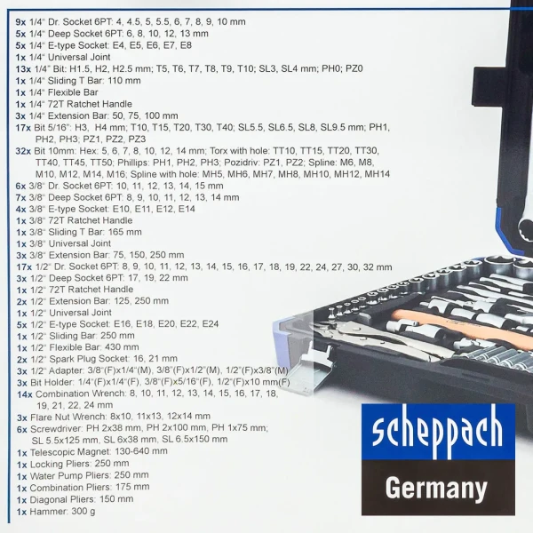 Набор инструментов 180пр. 1/4''3/8''1/2''