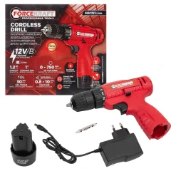 Шуруповерт аккумуляторный с подсветкой и функцией реверса (12V, 1.2Ah, 750об/мин, 30Нм, патрон 0.8-10мм)